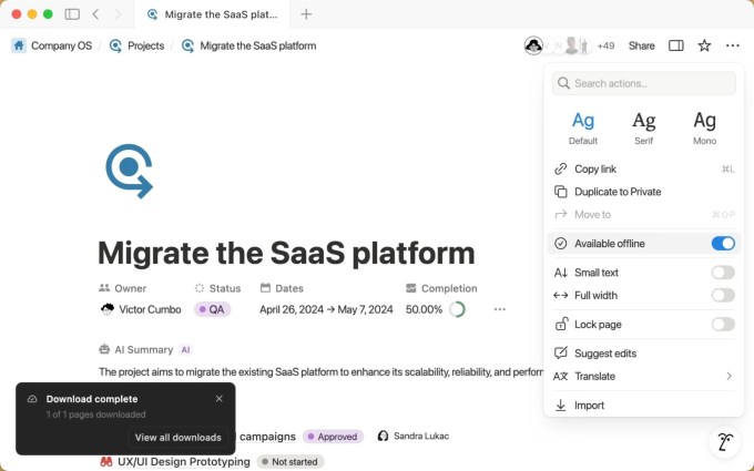 Наостанок, Notion нарешті функціонує без Інтернету