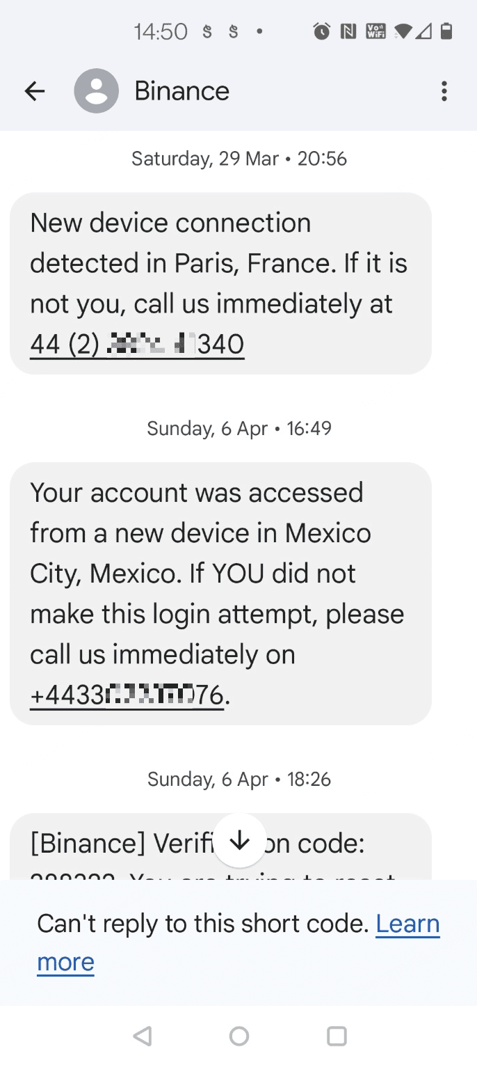 Binance попередила про нову серію SMS-атак на українських користувачів та надала рекомендації для безпеки