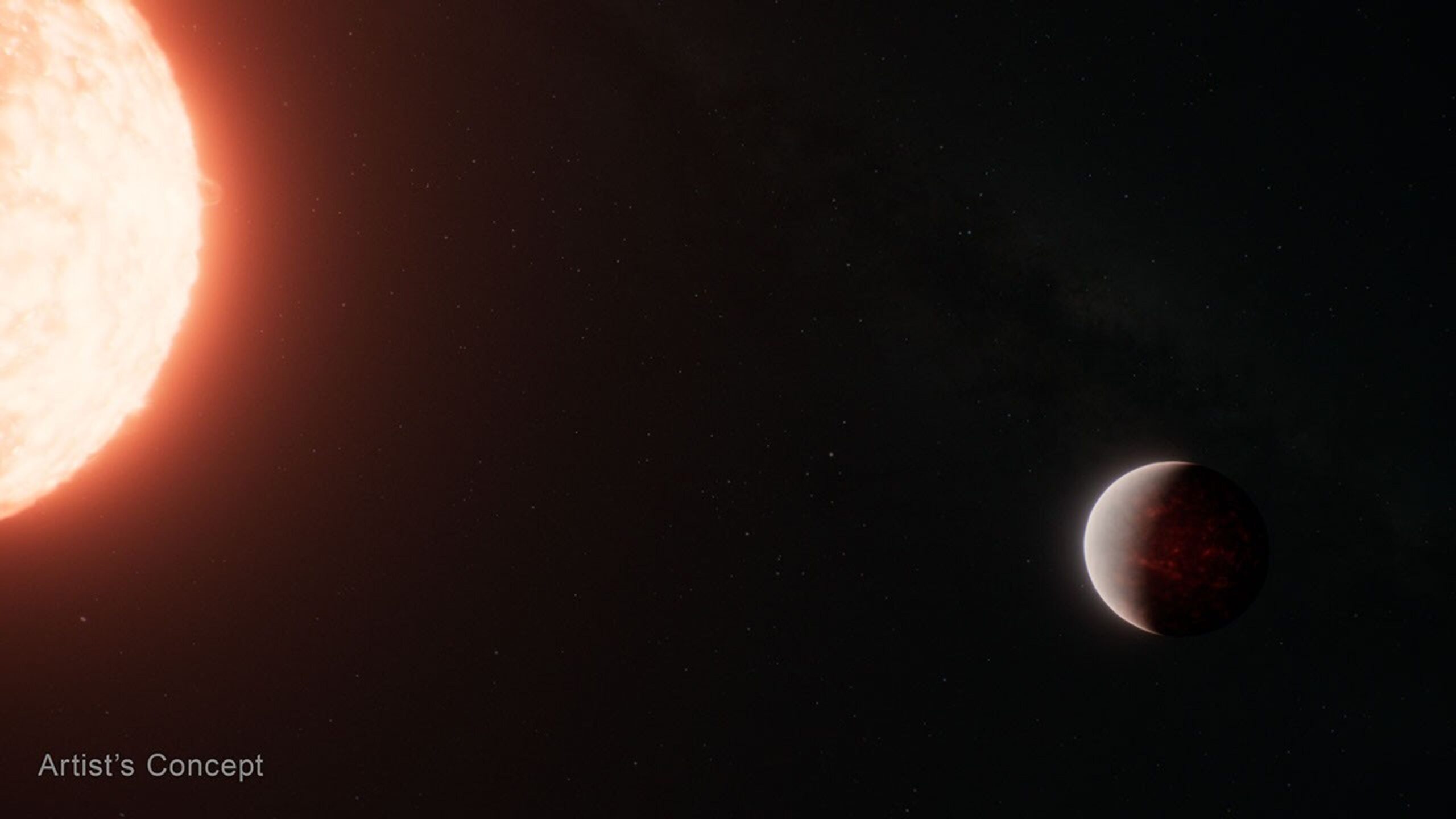 Illustration of a planet orbiting a star, with the words “Artist’s Concept” in the lower right corner.