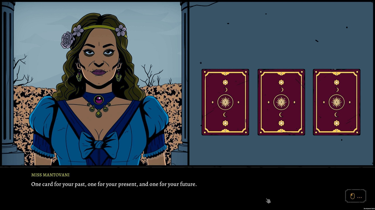 A medium character about to read Tarot